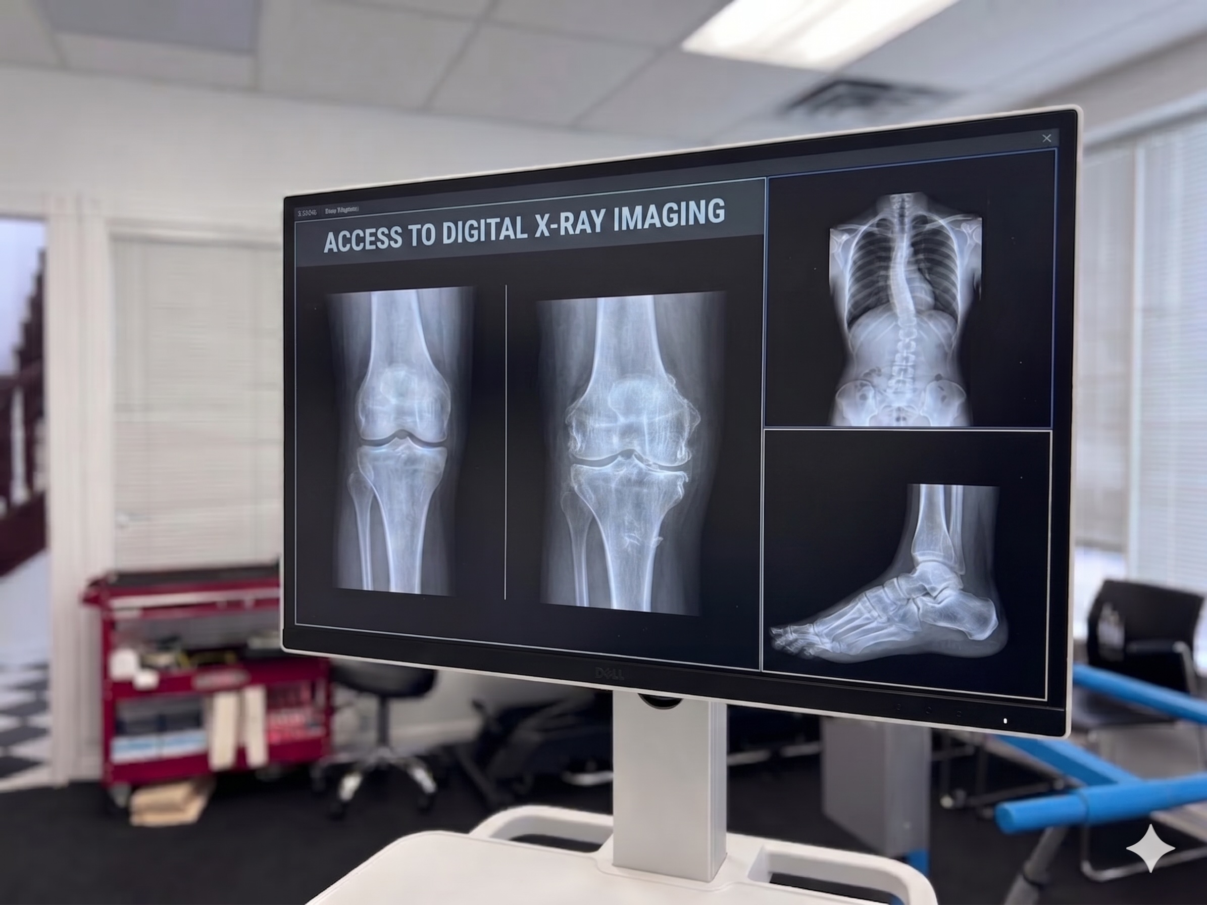 now has point-of-care access to medical imaging through eHealth Saskatchewan. We can pull up your actual X-rays right here in clinic — knees, spines, hips, and feet — instead of working from a written report alone.
