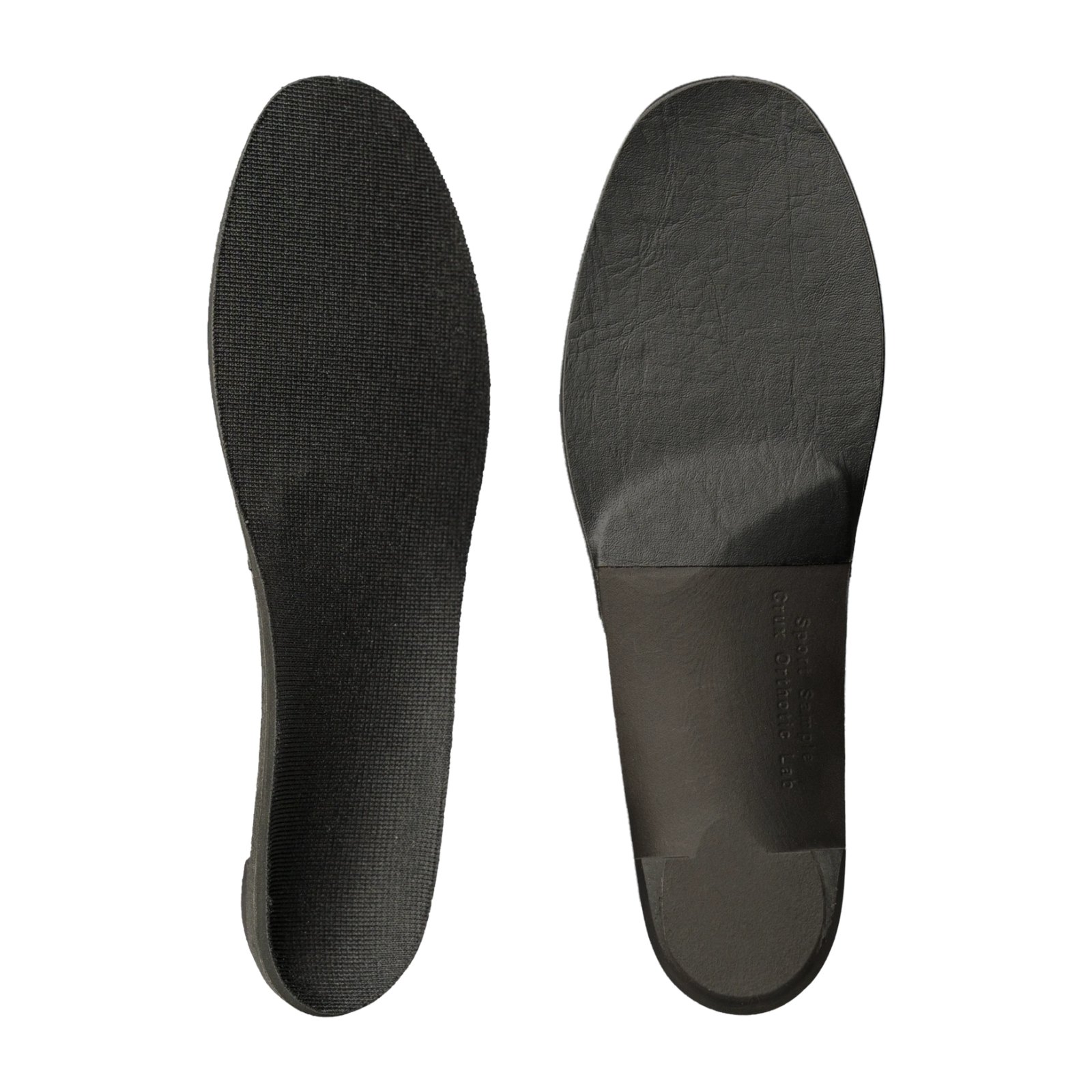 Pair of black custom foot orthotics