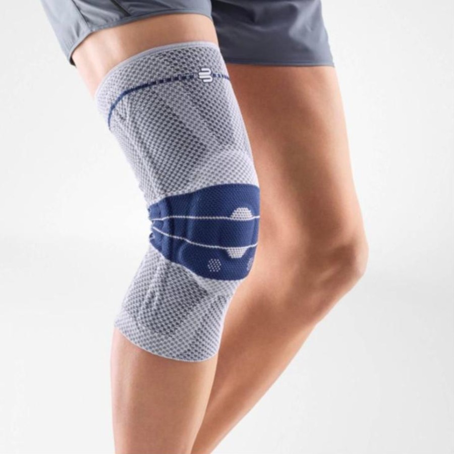 Bauerfeind GenuTrain knee sleeve worn on the knee