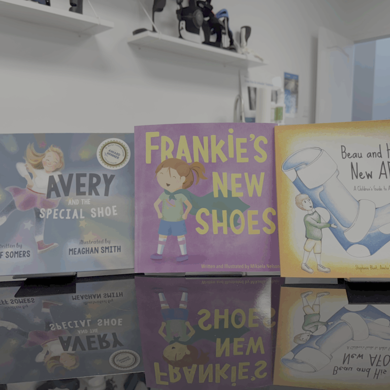 Avery and the Special Shoe Frankie’s New Shoes Beau and His New AFO Children's book to help kids understand their orthotics appointment experience